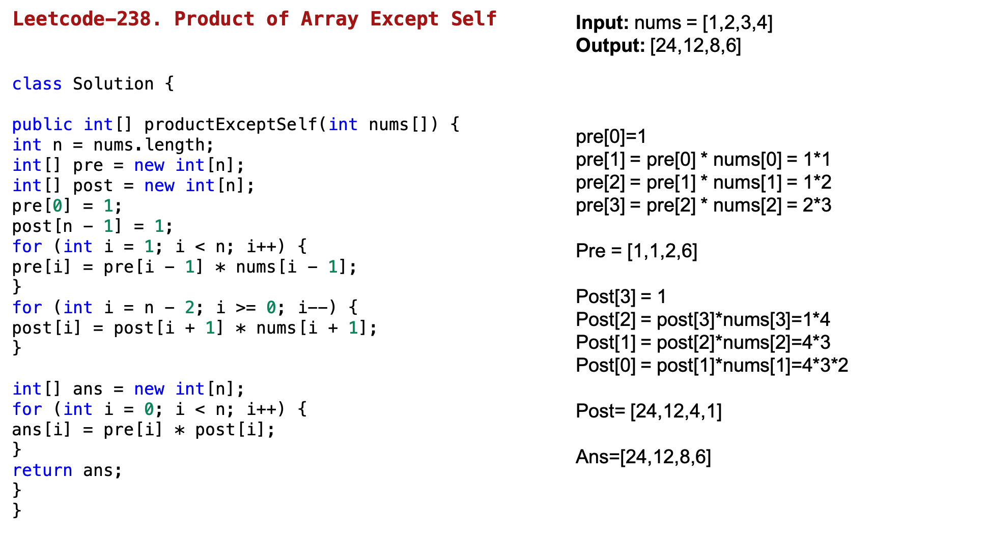 Leetcode-238. Product of Array Except Self