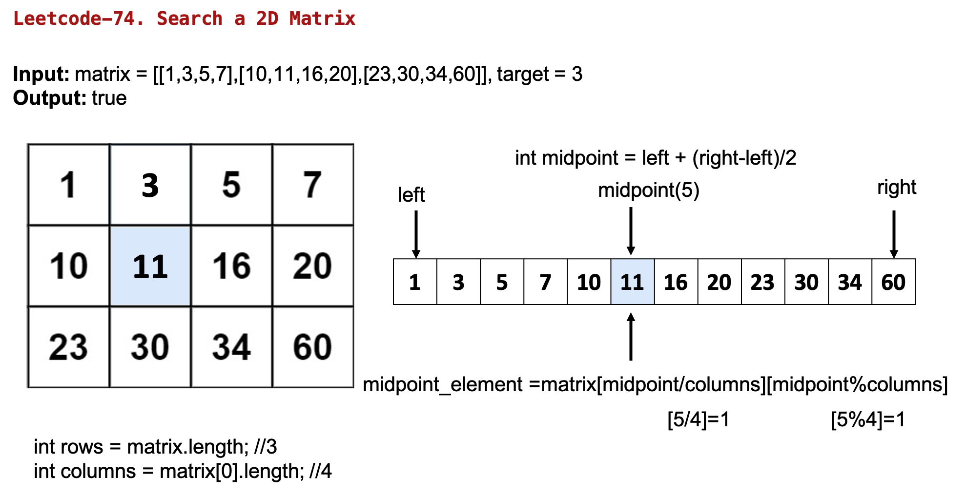 Leetcode-74. Search a 2D Matrix